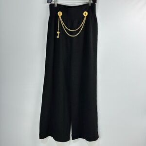 Rich and Levy Medium key chain gold Black Wide Leg Pants